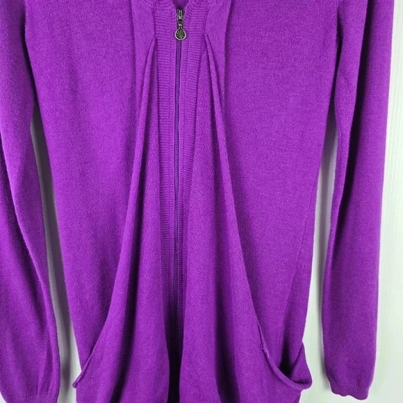Athleta purple cardigan with front zipper and hood size XS - Picture 4 of 12